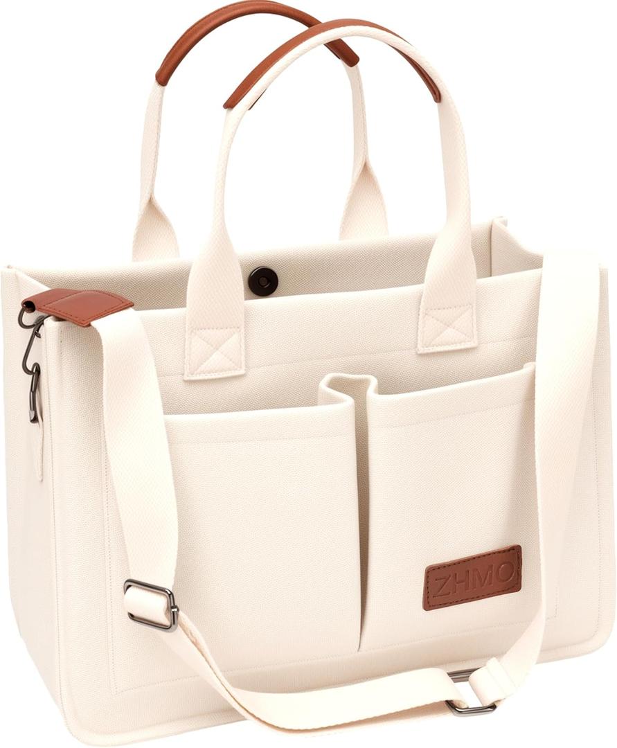 Tote Bag for Women With Compartments,Large Canvas Totes Women's Purse Crossbody Bags Work Laptop Book Bag Shoulder Handbags