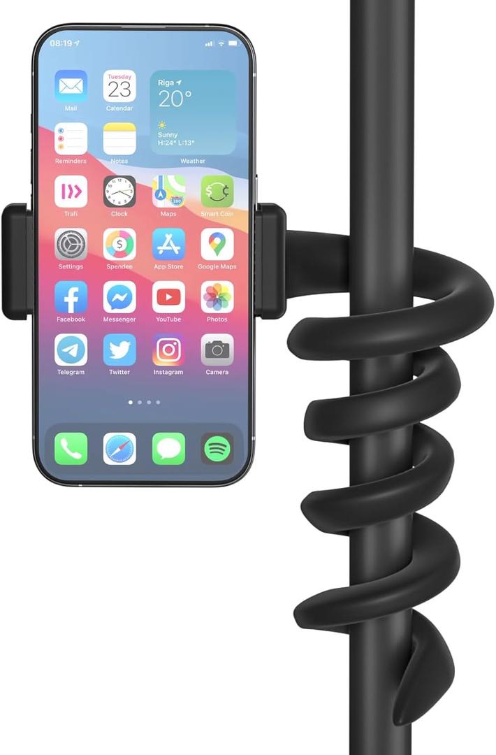 Universal Mic Stand Phone Holder for Microphone Stand Fits Most 3.5" - 7.5" Smartphones - Flexible Cell Phone Holder for Mic Stand, Drum Stand Phone Mount, Music Stand Phone Holders for Any Poles