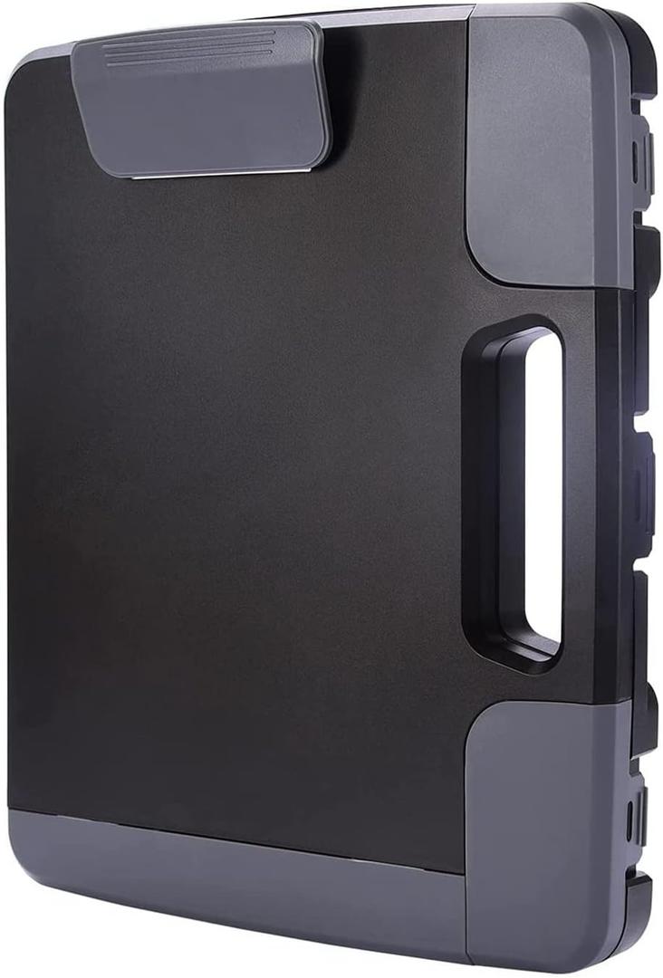 Plastic Storage Clipboard with Handle  Heavy Duty Clipboard, Portable Side-Opening Organizer Case for Letter/Legal Size Paper (14.5x12x1.75)  Office, School, Construction & Outdoor Use