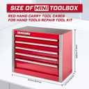 Geinxurn 5-Drawer Rolling Red Tool Box, Heavy Duty Micro Roll Cab Steel Stackable Tool Chest with Lockable Drawers, Large Capacity Tool Cabinet for Garage, Workshop, Truck