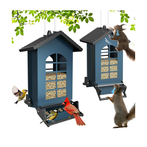 Wildpark Squirrel Proof Bird Feeder for Outdoors Hanging, 8LBS Metal Hanging Bird Feeder with Bilateral Weight-Activated Perches, Large Capacity Wild Bird Feeder - Squirrel Chewing Proof（Blue）