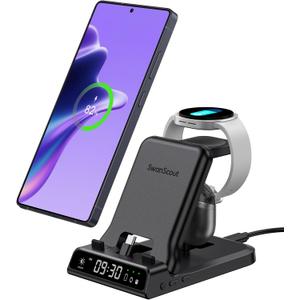 25W USB C Fast Charging Station for Samsung, SwanScout 701S, Foldable 3 in 1 Charging Dock Stand for Galaxy S25/S24/Z Flip 7/Fold 7/A56/A36/USB C Buds, Charger for Samsung Galaxy Watch Ultra/8/7/6/5