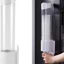 Cup Dispenser Wall Mounted Plastic Water Dispenser Disposable Cup Holder Rack, Paste or Screw Plate Mountable for Paper Cups Halloween Party Supplies, 7.5cm 40-50 Cups (White, M)