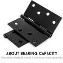 goldenwarm 3 Pack Matte Black Door Hinges, 4 x 4 Inch Black Interior Door Hinges with Square Corners