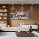 Wall Art for Living Room Large Modern Wall Decor Canvas Paintings for Wall Decorations White Flower Graffiti on Brown Background Bedroom Office Artwork Plum Blossom Art Prints Framed 24x48 inches