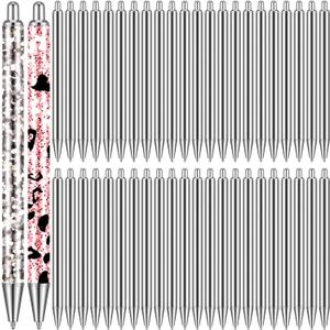 Qilery 50 Pcs Epoxy Stainless Steel Blanks Pen for DIY Back to School Glitter Metal Personalized Black Ink Pens for Classroom Office School Crafting Gift Business Office Student Teacher
