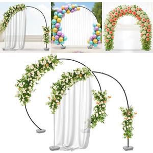VERDEVISTA Convertible 6.5 FT Round Backdrop Stand - Heavy Duty Balloon Arch Stand with 2 Waterbags - Multiuse Photo Backdrop Arch, Black Circle Ring Balloon Arch Frame for Wedding Baby Shower & More