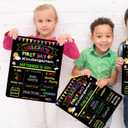 3 x Double-Sided First Day of School and Last Day of School Chalkboard Sign, 12 x 10 inches, Wooden, Reusable, for Kids, Preschool, Kindergarten, 1st Grade (Black, 10 * 12")