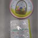 6 3/4" Easter Basket Disposable Round Paper Dessert Plates - 12 ct., 8 Plates Per Pack, And Napkins, 9 3/4" - 8 ct. 16 Napkins Per Pack