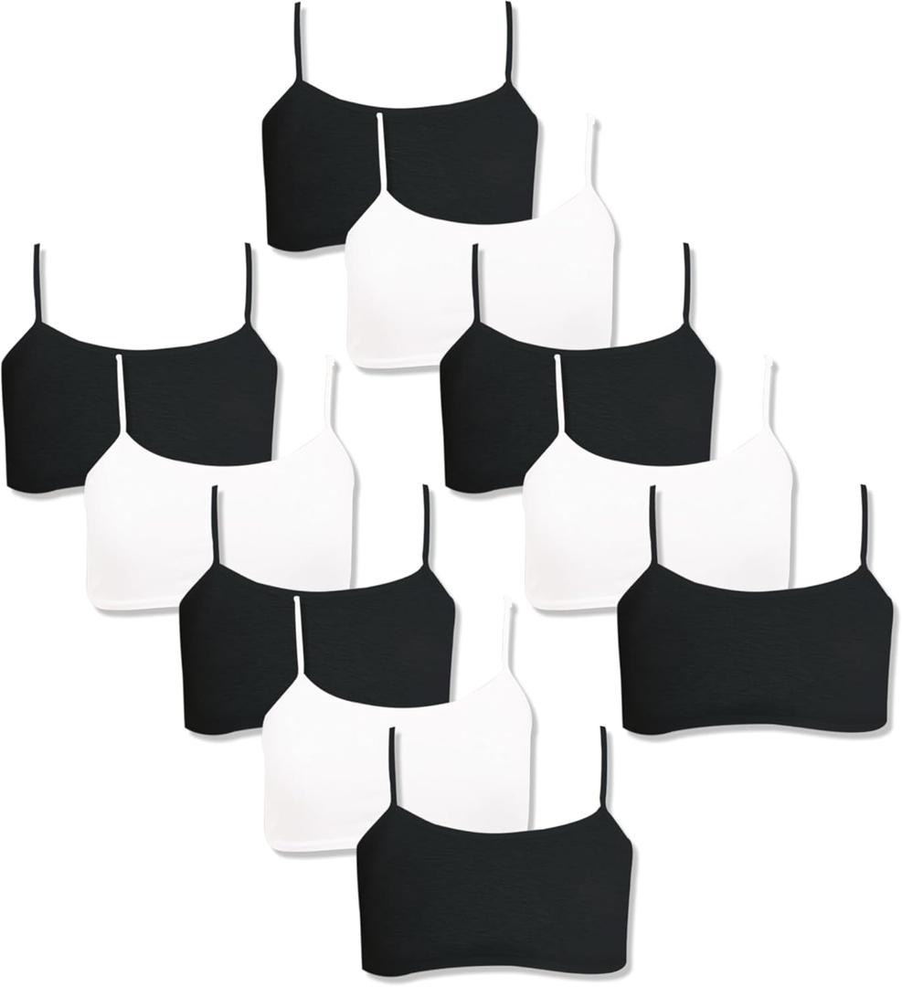 DChica Sports Bra, Training Bra for Girls Soft to Skin Non-Padded Double Layer Cotton Everyday Bralettes for Teens Pack of 10,   S