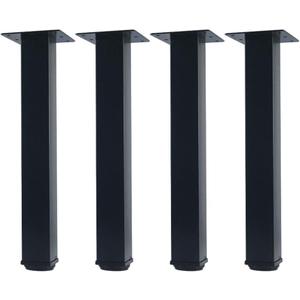 QLLY 14 inch Adjustable Metal Furniture Legs, Square Office Table Desk Leg, Table Leg, Set of 4 (Black)