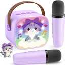 YLL Karaoke Machine for Kids, Portable Mini Speaker with 2 Wireless Microphones, Kids Toy Gifts for Girls Ages 3, 4, 5, 6, 7, 8, 9, 10+ Years Old, 4-12th Birthday Singing Home Family Party