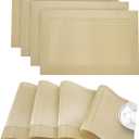 Napa Woven Textilene Crossweave Waterproof Kitchen Table Dining Room Table Placemat 12x18 Set of 4 in Champagne