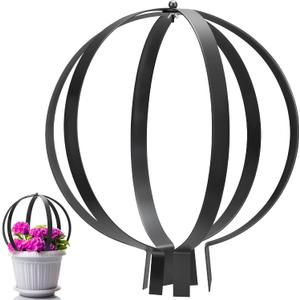 Heavy Duty Metal Garden Obelisk Trellis for Climbing Plants, Sturdy 18.5" x 15" Large Round Circle Trellis Potted Plant Spheres for Outdoor Indoor Flower Decor, Patio Doorway Urn Filler (Modern Black)