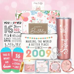 Sweet 16 Gifts for Girls Happy 16th Birthday Gifts for Girls Sweet Sixteen Gift for 16 Year Old Girl Trendy 2025 Pink 16 Year Old Girl Birthday Gift Ideas 16th Decoration for Granddaughter, Daughter
