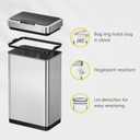 EKO Mirage-T 50 Liter / 13.2 Gallon Touchless Rectangular Motion Sensor Trash Can, Brushed Stainless Steel Finish