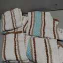 Pidada Hand Towels Set of 4 Striped Pattern 100% Cotton Soft Absorbent Decorative Towel for Bathroom (Brown) (13.4 x 29.5)