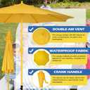 Sunnyglade 9FT Outdoor Patio Umbrella, Market Table Umbrella with 8 Sturdy Ribs and Crank System, Fade-resistant & Waterproof for Garden Backyard Poolside Deck