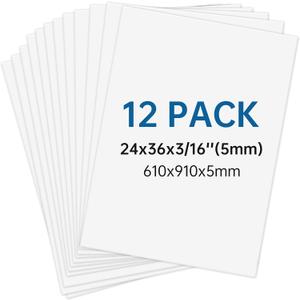12 Pack White Foam Board 24"x36", 3/16" Foam Poster Board, Thick Foam Core Board for Projects, Large Foam Board for Painting, Displaying and Craft Projects