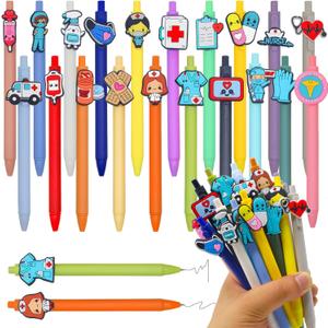 SYFDXD 20 Pcs Cute Nurse Pens, Funny Nursing Accessories Gel Pen Black Ink Pens Set for Medical Assistant Student Nurse Week Gifts