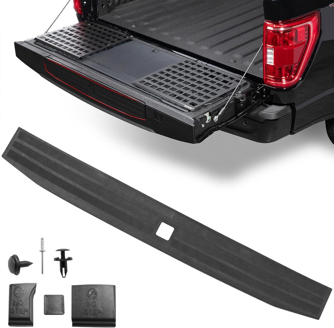 Jaronx Compatible with Ford F150 Tailgate Step Trim Cover 2021 2022 2023 2024 2025, Replace for ML3Z-9940602-A Top Center Flex Tailgate Molding Trim for Ford F150 Step Pad Molding Kit w/Release Button