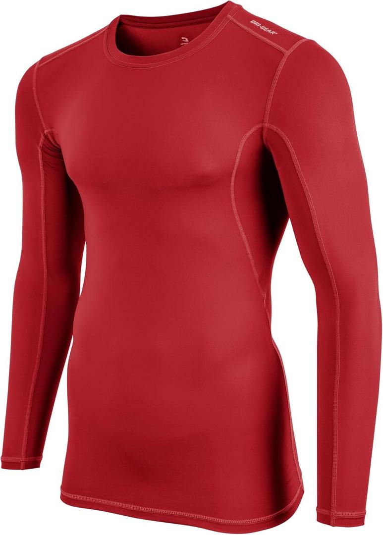 CHAMPRO Boys' Youth Lightning Long Sleeve Compression Shirt (Large, Scarlet)