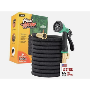Expandable Garden Hose with 8 Function Nozzle, 100FT - Lightweight 100ft Black