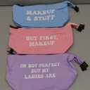 6 Pack Small Cosmetic Canvas Makeup Bags for Women with Zipper, 3 Colors and Designs (8 x 4 x 6 In)