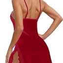 DIKFA Women's Lingerie Lace Babydoll Chemises Sexy Spaghetti Strap Nightgown (M)