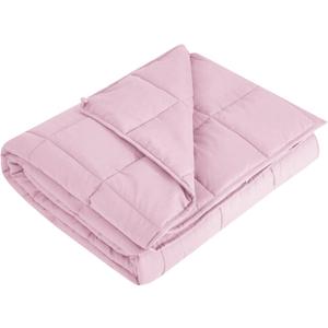 L'AGRATY Weighted Blanket - 48"x72" 15lbs Cooling Breathable Heavy Blanket Microfiber Material with Glass Beads for Adult All-Season Summer Fall Winter Soft Thick Comfort (04-pink)