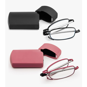 2 Pack Folding Reading Glasses Stainless Steel Mini Anti-Blue Light Blocking Reader for Men Women +2.5
