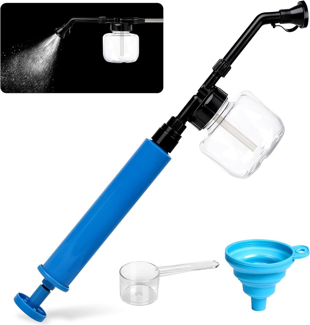Push-Pull Powder Duster Air Pump Sprayer for Diatomaceous Earth, Delta Dust & Fine Powder Application Adjustable Length 19"44", Transparent Tank & Stainless Steel Rod, Efficient Even Dusting Tool