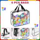 6 Pack Extra Large Toy Storage Bags PVC Organizing Bags with Zippered, Clear PVC Board Game Storage，Toy Storage Organizer，Waterproof Toy Bags for Board Games Clay, Building Blocks, Toys, Books (Black)