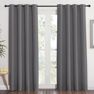 NICETOWN Grey Blackout Curtain 84 inches Long for Bedroom - Thermal Insulated Window Treatment with Grommet Room Darkening Thermal Insulated Panel for Living Room, W52 x L84, 1 Panel