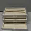 Necklace Holder Organizer, Dustproof Necklace Box Velvet Necklace Organizer Box with Lid Clear Acrylic Dustproof Stackable Jewelry Displays for Necklaces Chain Display (Beige, 3 Drawer)