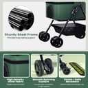 Foldable pet Stroller for Cats with Detachable Weather Cover, 4 Wheels Pet Strolling Cart for Dogs and Cats with Storage Basket and Cup Holder (Green）