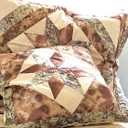 Tache Elegant Floral Patchwork Log Cabin Green Gold Brown Cottage Quilt Sets (Star-Crossed, Twin)