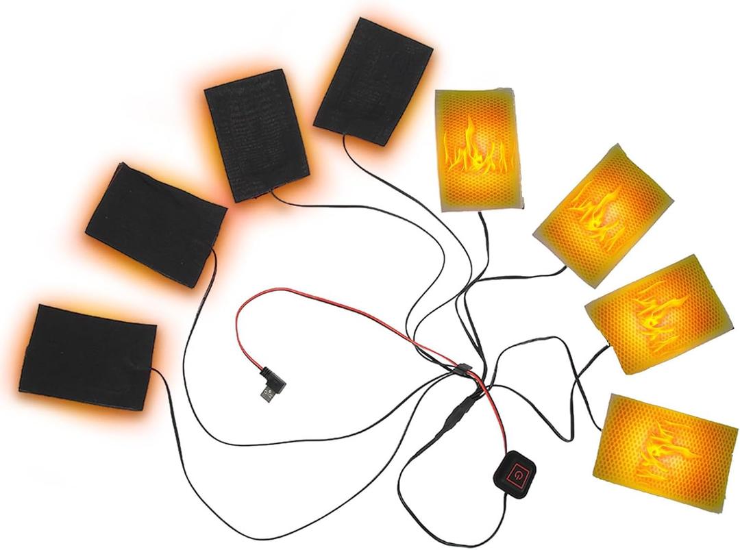 8-in-1 Cloth Heating Pads, 3 Gear USB Charged Winter Electric Cloth Heater for Outdoor Skating, Hiking, Biking & Running, 25 -45 (77 -113 )