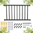 Metal Guard Railing Kit with Balusters 9 Railings Black Decking Railings Porch Indoor Outdoor Hand Railing3-7/8 Feet Wide