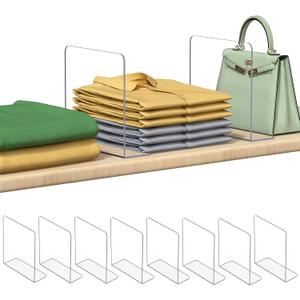 Shelf Dividers for Closet Organization: Durable Clear Acrylic Divider Organizer for Shelves - Vertical Adjustable Shelving Separators for Clothing Purse (8 Pack) Shelf Dividers for Closet Organization: Durable Clear Acrylic Divider Organizer for Shelves - Vertical Adjustable Shelving Separators for Clothing Purse (8 Pack)