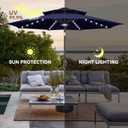 9ft Solar Umbrella Outdoor - 2 Tiers Lighted Solar Patio Umbrella with 40 LED Lights Waterprool UV Protection, Table Umbrella with Tilt for Pool, Porch, Garden, Backyard (Navy Blue), 9ft double-top