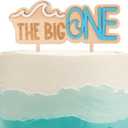 The Big One Wooden Cake Topper - Wave Theme First/1st Birthday Party Decoration,Surf Boy Party DecorSmash Cake Photo Props (wave topper)