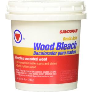 Savogran Wood Bleach - 12oz Oxalic Acid Wood Bleach for Furniture w/Unfinished or Stripped Wood - Oxalic Acid Powder for Bleaching Wood & Removing Tannin & Black Water Spots - Wood Stain Remover (12 Ounce (Pack of 1))