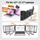 Laptop Screen Extender 14.2" 1080P FHD IPS, Portable Triple Monitor for 13-17" Laptops, Portable Screen for Laptop with Dual Speakers, Plug-Play with Type-C/HDMI/USB-A for Mac/Wins/Chrome