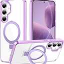 STERKER Designed for Samsung Galaxy S25 + Case Magnetic Ring Stand [Military Grade Drop Protection][Compatible with Magnetic] Not Yellowing Slim S25 Plus, Clear Purple