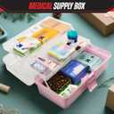14 Plastic Tackle Box Organizer - 3-Layer Portable Sewing Box, Art Caddy, Craft Storage, First Aid Medicine Utility Toolbox or Hair Accessories Organizer with Latch and Handle by Stalwart (Pink)