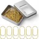 50 PCS Large Gold Paper Clips with Tin Box, 2 Inch Paper Clips Jumbo Gold Paper-Clip Non Skid Smooth Finish Steel Wire Office Supply Invitation Accessories
