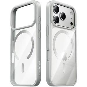 LOOXER CrystalEdge Clear Case for iPhone 17/17 Air/17 Pro/17 Pro Max | Ultra-Clear Anti-Yellowing MagSafe Cover with Shockproof Protection + Premium Screen Protector (Grey, 17 Pro)