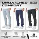 Ultra Performance 3 Pack Mens Fleece Wide Leg Sweatpants with Pockets, Open Bottom Workout Sweatpants for Men, Size M