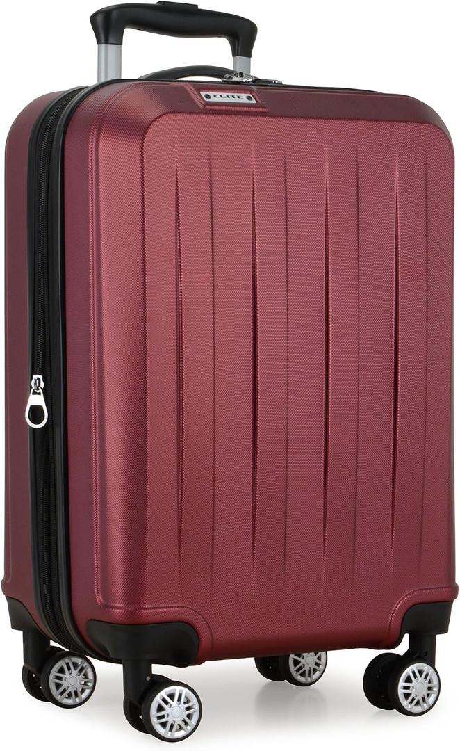 Elite Luggage Expandable Hardside Spinner Luggage, Burgundy, 21" Carry-on, 1 Piece